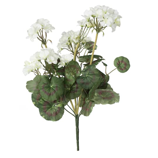 20" White Artificial Geranium Bush, 4ct.